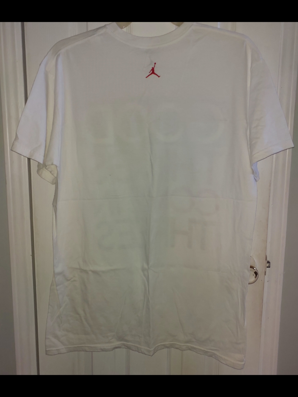 Jordan White T-Shirt with Black and Red Graphic "Good Things Come in Threes" XL - Picture 2 of 4